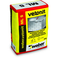 WEBER.VETONIT ML 5 (VETONIT M 100/600) - ВЕБЕР - Сухая растворная смесь, разработанная для кладки кирпичных ограждающих конструкций в малоэтажном строительстве