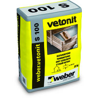 WEBER.VETONIT S 100 (VETONIT S100) - ВЕБЕР - Сухой бетон weber.vetonit S 100 используется для заливки фундаментов, лестниц, полов и т.п. конструкций, когда требуется прочность не выше 25 МПа. Рекомендуемая толщина слоя не менее 30 мм