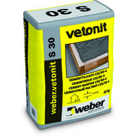 WEBER.VETONIT S30 (VETONIT S 30) - ВЕБЕР - Морозостойкий сухой цеменный раствор - Для заливки тонкой (10–50 мм) бетонной стяжки пола и тротуарных плит, для заделки швов между бетонными элементами, для устранения дефектов заливки бетонных конструкций